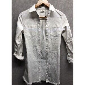 Adriano Goldschmied Denim Shirt Dress Size XS White Belt Button Down NWT